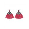Boucles d'Oreilles en Forme d'œil avec Strass à Frange - Rouge 