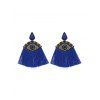 Boucles d'Oreilles en Forme d'œil avec Strass à Frange - Bleu 
