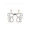 Boucles d'Oreilles Pendantes Souris Evidé en Strass - Or 