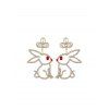 Boucles d'Oreilles Pendantes Motif Lapin Evidé en Strass - Or 