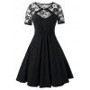 Robe Ligne A Découpée Panneau en Dentelle Transparente de Grande Taille - Noir 4X