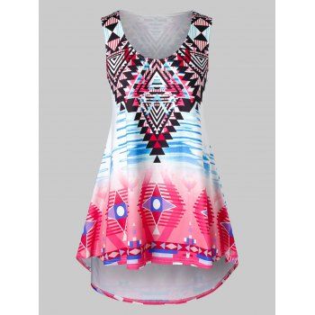 

Plus Size Geometry High Low Tank Top, Multicolor