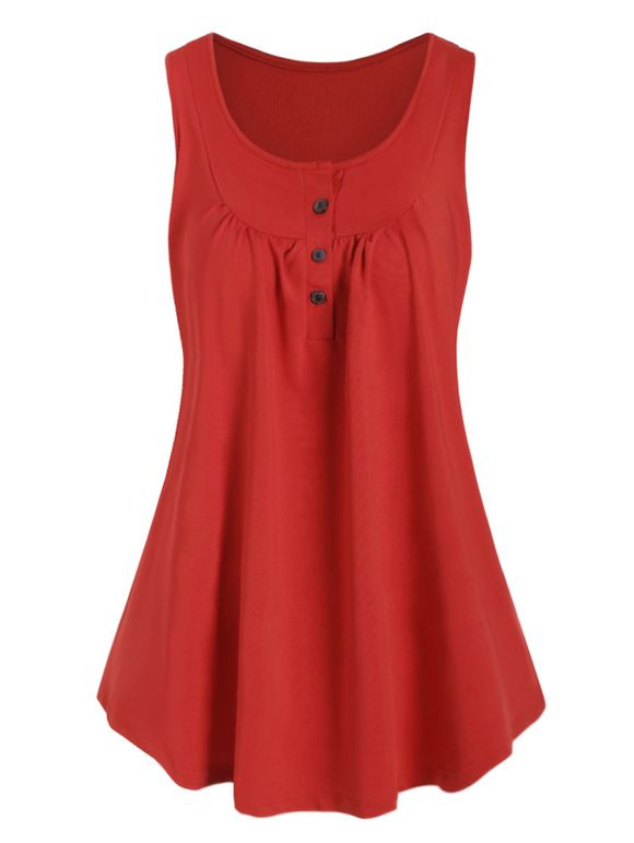 Débardeur Trapèze avec à Demi-Boutons Grande-Taille - Rouge 3X