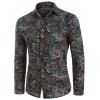 Chemise Décontractée Boutonnée Fleurie - Noir M