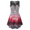 Débardeur Trapèze Tribal Imprimé en Dentelle Insérée de Grande Taille - multicolor 1X