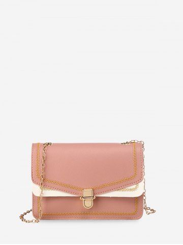 Stitching Detail Chain Flap Crossbody Bag