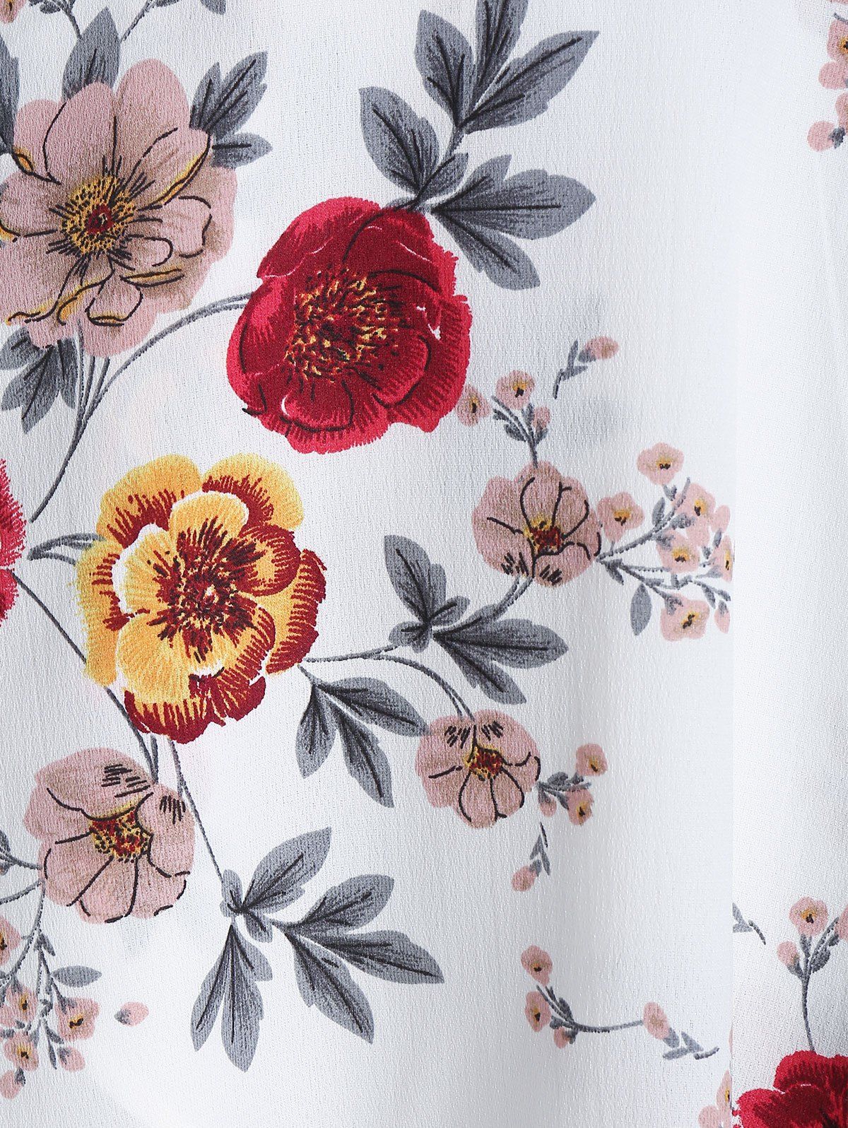 Robe Haute Basse Superposée Fleurie Imprimée à Bretelle Fine - Blanc Lait XL