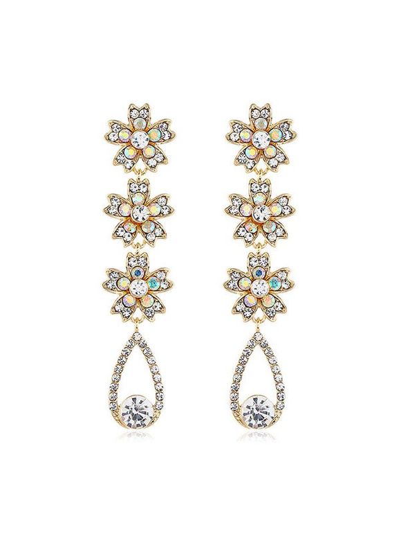 Boucles d'Oreilles Fleur Goutte d'Eau avec Strass - Or 