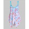 Maillot de Bain Tankini Matelassé Fleur et Papillon Imprimés - Bleu de Ciel L