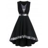 Robe de Bal Haute Basse Panneau Paillettée sans Manches - Noir 2XL