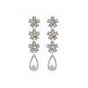 Boucles d'Oreilles Fleur Goutte d'Eau avec Strass - Argent 