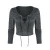 T-shirt Court Chiné à Lacets - Cendre gris 2XL
