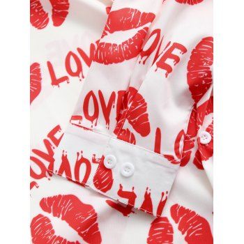 

Letter Lip Pattern Long Sleeves Shirt, Red