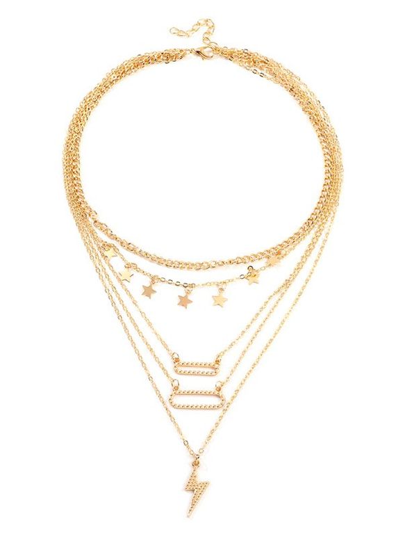 Collier Chaîne Multicouche Etoile Foudre - Or 
