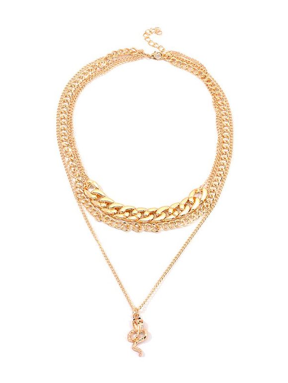 Collier Chaîne Serpent Pendant Epais - Or 
