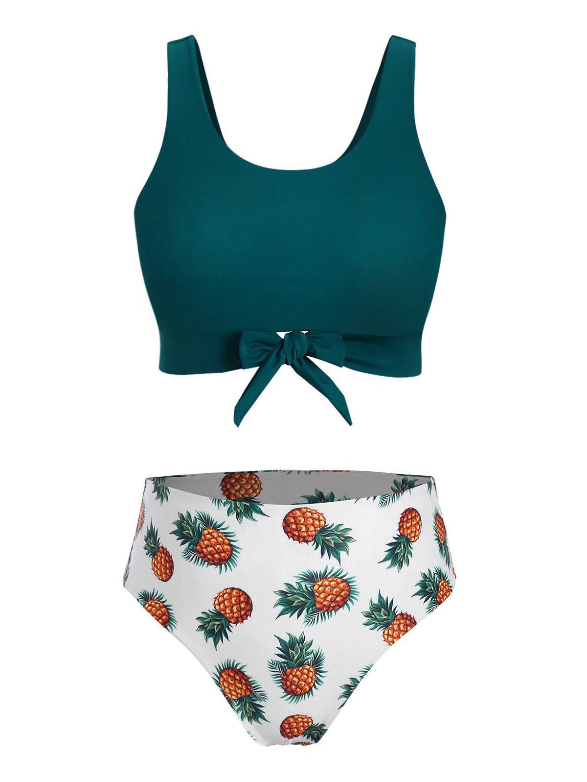 [35% OFF] 2021 Plus Size Front Tie Pineapple Print Bikini Swimsuit In ...