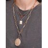 Collier Pendant Superposé Cœur Ange Rond - Or 