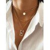 Collier Multicouche Disque Gravé à Chaîne - Or 
