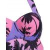 Maillot de Bain Bikini Hawaïen Plissé Palmier Cocotier à Col Halter - multicolor S