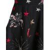 Unicorn Star Embroidered Sequin Panel Mesh Skater Dress - BLACK L