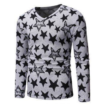 

Star Pattern Long-sleeved T-shirt, Gray goose