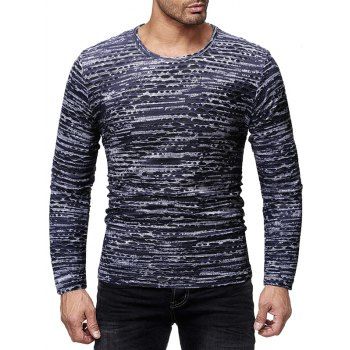 

Casual Printed Long Sleeves T-shirt, Slate blue