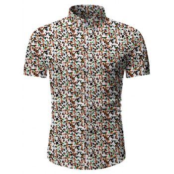 

Tiny Flower Button Up Short Sleeve Shirt, Multicolor b