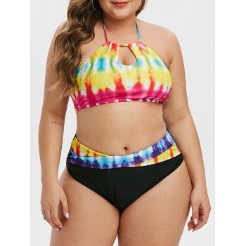 

Plus Size Halter Tie Dye Bikini Swimsuit, Multicolor