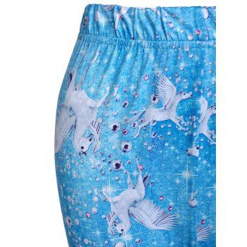 

Unicorn 3D Print High Waisted Skinny Leggings, Day sky blue