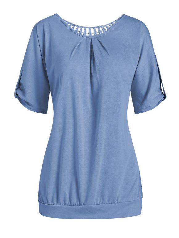 T-shirt Panneau Applique Ajouré Chauve-souris - Bleu Koi XL
