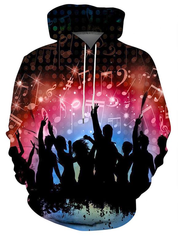 Sweat à Capuche Décontracté Gens en Rock avec Poche en Avant - multicolor M