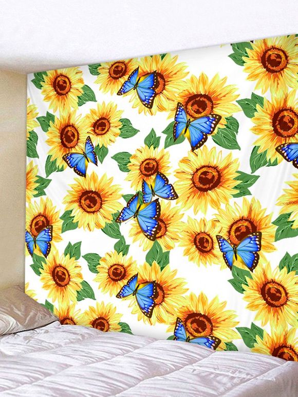 Tapisserie Murale Pendante Art Décoration Papillon et Tournesol Imprimés - multicolor W91 X L71 INCH