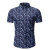 T-shirt Fleuri Imprimé à Manches Courtes - Bleu profond 3XL