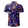T-shirt Hawaiien Boutonné à Chaîne à Manches Courtes - Bleu 3XL
