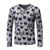 Star Pattern Long-sleeved T-shirt - GRAY GOOSE 2XL