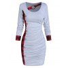 Robe Moulante à Carreaux à Volants - Gris Clair XL