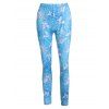 Legging Moulant Imprimé Unicorne 3D à Taille Haute - Bleu de Ciel M