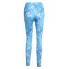 Legging Moulant Imprimé Unicorne 3D à Taille Haute - Bleu de Ciel L