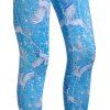 Legging Moulant Imprimé Unicorne 3D à Taille Haute - Bleu de Ciel L