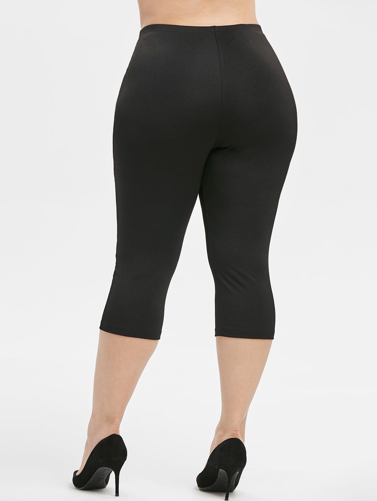 [29 OFF] 2020 Legging Court Zippé De Grande Taille En Noir DressLily