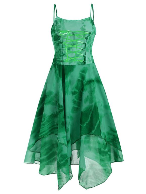 Robe Mouchoir Teintée à Lacets Grande Taille - Vert Trèfle 2X