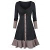Robe en Blocs de Couleurs à Volants - Gris Foncé L