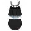 Tummy Control Swimsuit Gothic Bathing Suit Octopus Print Cut Out Crisscross Summer Beach Tankini Swimwear - BLACK L
