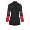 Cinched Contrast Colorblock Striped Long Sleeves Surplice Faux Twinset T-shirt - BLACK M