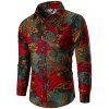 Chemise Ethnique Motif de Cachemire Imprimée Boutonnée - Rouge Vineux XL