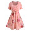 Robe Croisée Fleurie Imprimée de Grande Taille - Rose 4X