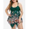 Maillot de Bain Tankini Mouchoir Tribal Imprimé de Grande Taille - Vert Foncé 4X