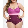 Maillot de Bain Sanglé en Blocs de Couleurs Grande Taille Une-Pièce - multicolor A 4X