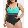 Maillot de Bain Sanglé en Blocs de Couleurs Grande Taille Une-Pièce - multicolor C 4X