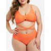 Maillot de Bain Bikini Croisé à Coupe Haute de Grande Taille - Orange 4X